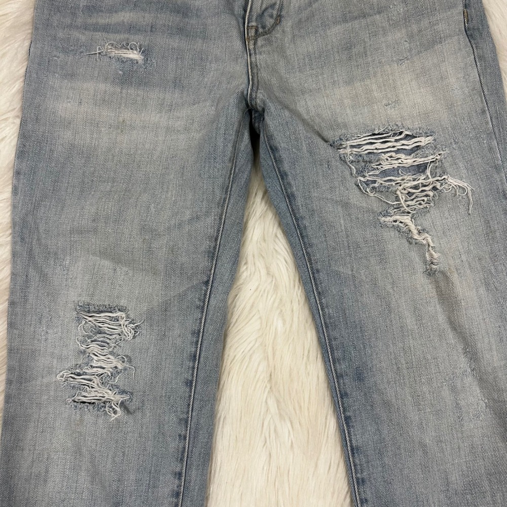 PacSun Boyfriend‎ Jeans Light Wash Distressed Ripped Raw Hem Women's Size 28 - Picture 2 of 10